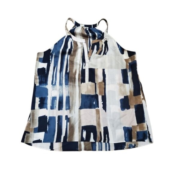 High Neck Tank Modern Art Brushstroke Tunic Top XL - Picture 1 of 11